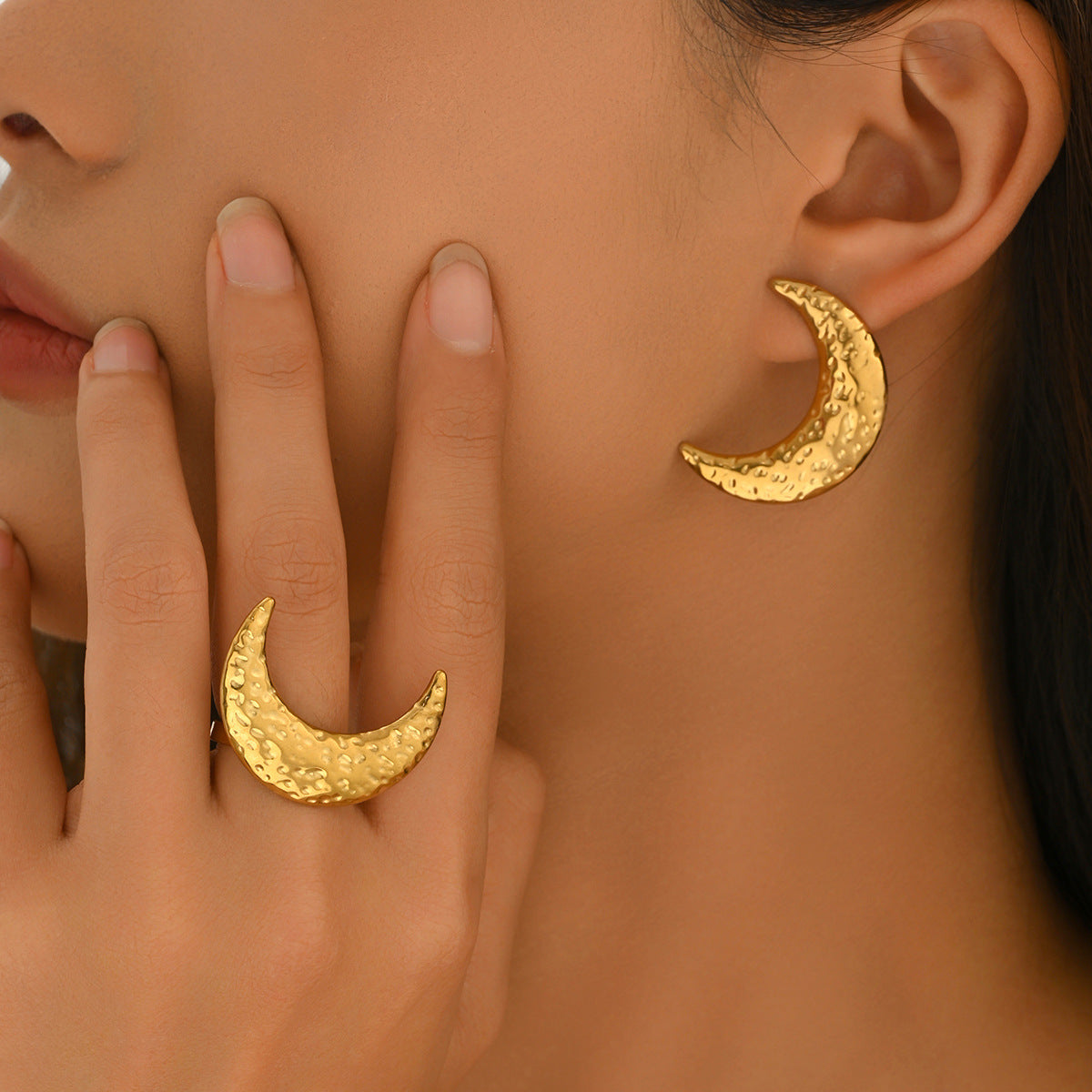 Hammered Crescent Earrings from the ANGLOOP jewelry collection
