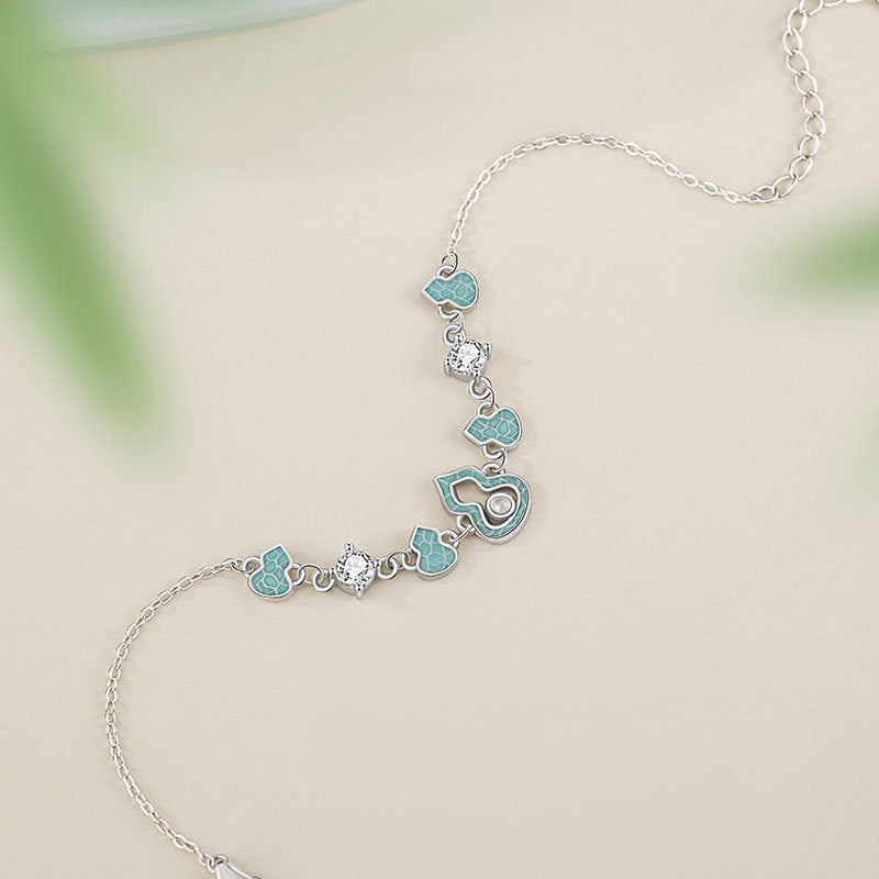 Fu Lu Double Full Sterling Silver 925 Bracelet Female New Chinese National Fashion Chalcedony Bracelet Ins Valentine's Day Gift Gourd Bracelet