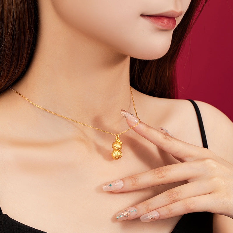 Immediately Rich Pure Silver 999 Necklace National Fashion Twelve Zodiac Coin Clavicle Chain Ins Light Luxury Style Animal Year Pendant
