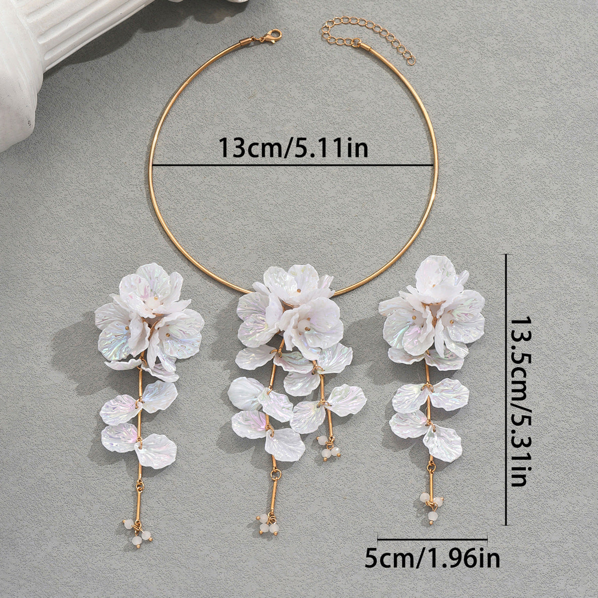 White Cascading Flower Jewelry — product image 4