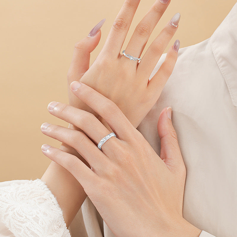Lianlizhi Sterling Silver 925 Couple Ring Female Light Luxury High-Grade White Crystal Ring Ins Valentine's Day Gift Ring