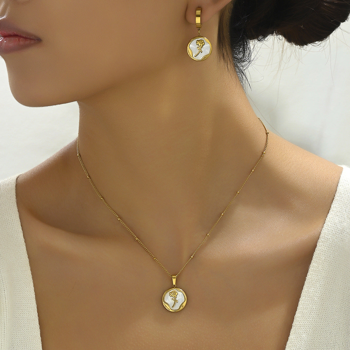 Petite Rose-Detail Circle Jewelry — product image 2