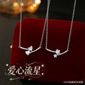 S925 Sterling Silver Necklace Pink and White Zircon Love Meteor Niche Design Sense Clavicle Chain Ins Style Girl Heart Gift