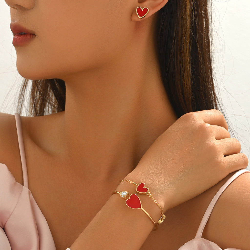 Red Heart Open Cuff Jewelry