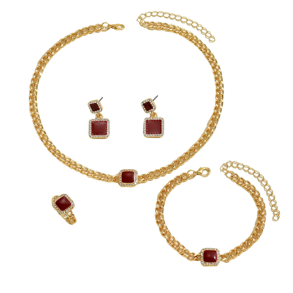 Deep Red Square Chain Jewelry — product image 5