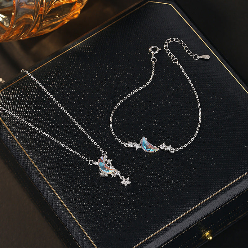 Xingyue Accompanied S925 Sterling Silver Necklace Bracelet Set Light Luxury Girl Style Niche Fairy Valentine's Day Silver Jewelry Wholesale