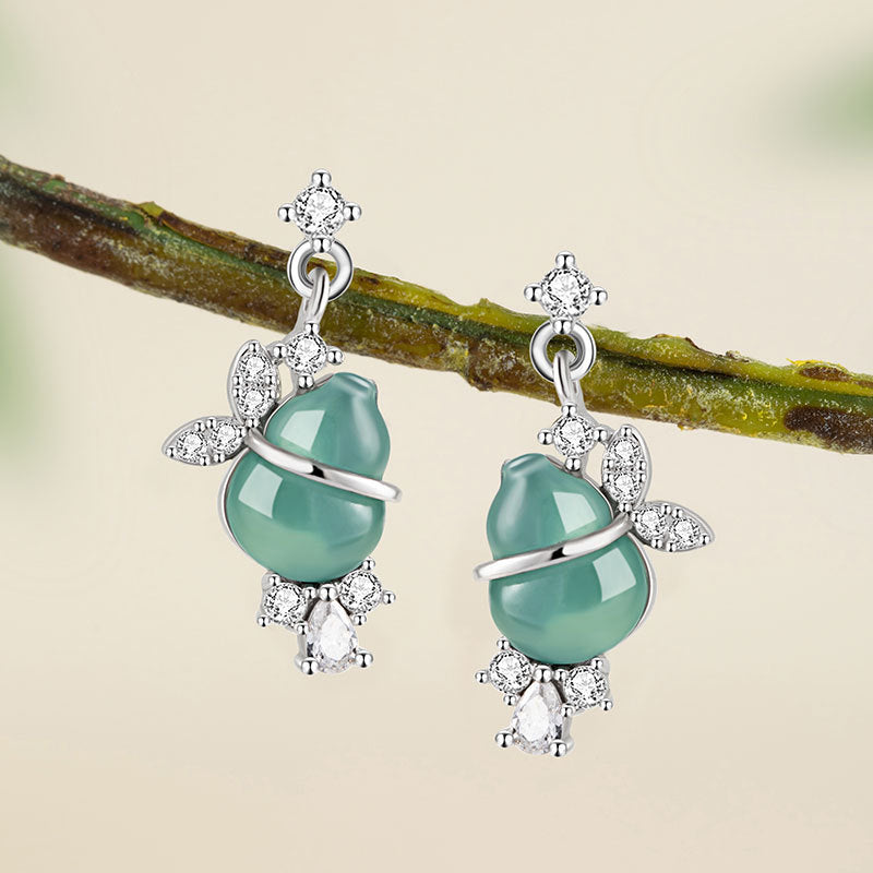 Sterling Silver Gourd Stud Earrings – Jade