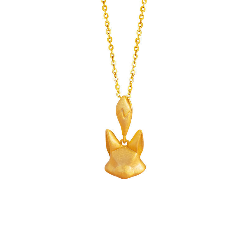 Fox Sterling Silver 925 Necklace Female Niche Design Light Luxury Style Nine Tail Fox Clavicle Chain Ins Style Fox Fairy Pendant