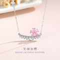 Cherry Blossom Sterling Silver 925 Necklace for Women, Niche Design, Light Luxury Zircon Clavicle Chain, INS Style Flower Pendant
