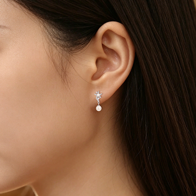S925 Sterling Silver Necklace Bracelet Stud Earrings Beading Set Female Ocean Style Starfish Girl Birthday Gift Silver Jewelry Wholesale