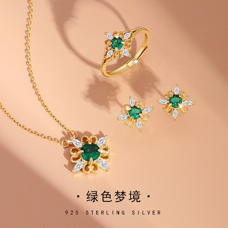 Original Clover Sterling Silver 925 Necklace Female Niche Design Light Luxury Zircon Clavicle Chain Ins Style Love Pendant