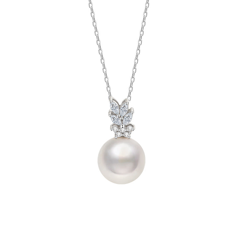 Natural Freshwater Pearl Sterling Silver 925 Necklace Female Niche Design Light Luxury Zircon Clavicle Chain Ins Style Pendant