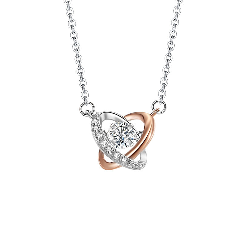 Heart-Shaped Sterling Silver 925 Necklace Women's Fashion All-Match Beating Heart Clavicle Chain Ins Heart with Your Smart Pendant