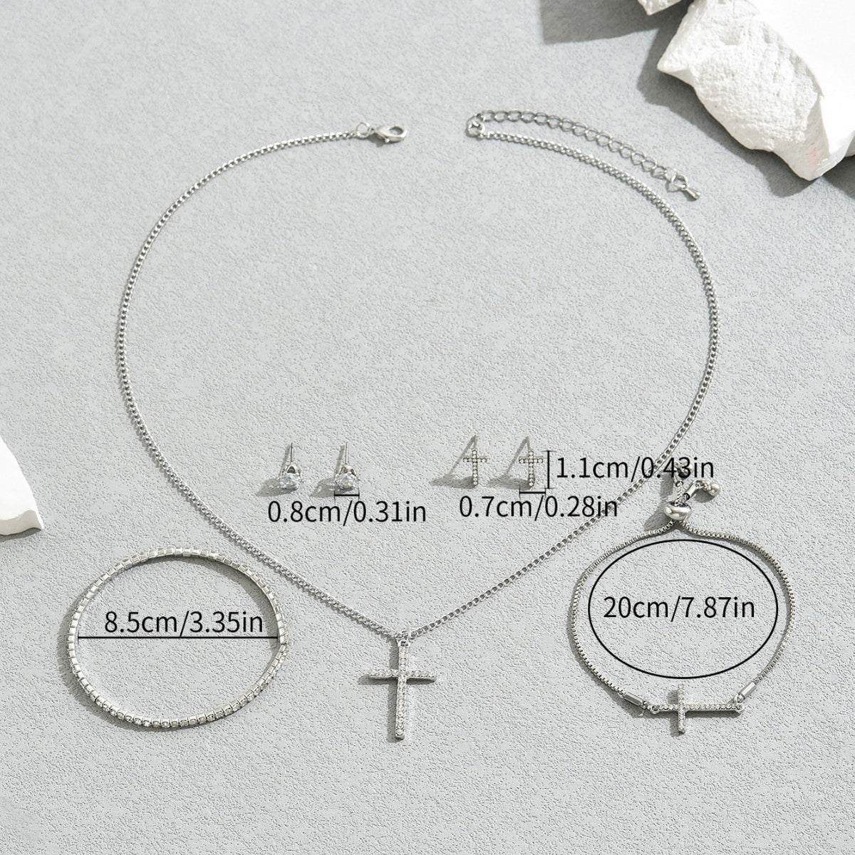 Slender Silver-Tone Cross Jewelry — product image 3
