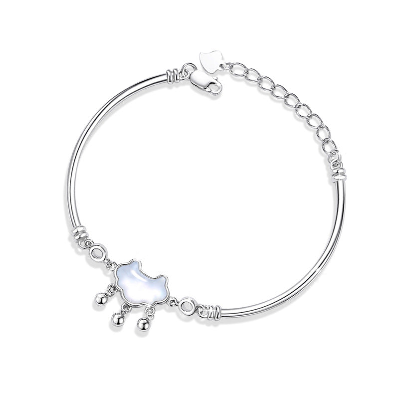 Life Lock Love Sterling Silver 925 Bracelet Female Niche Design Light Luxury Bell Bracelet Ins Style Auspicious Cloud Bracelet