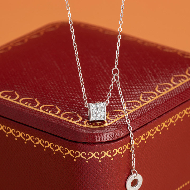 Small Waist Pure Silver 999 Necklace Women's Simple Versatile Tassel Clavicle Chain Ins Style Roman Digital Circle Pendant