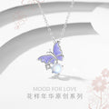 Original Design Butterfly Necklace Female 925 Silver Mori Style Valentine's Day Niche Personality Glaze Ins Cute Pendant