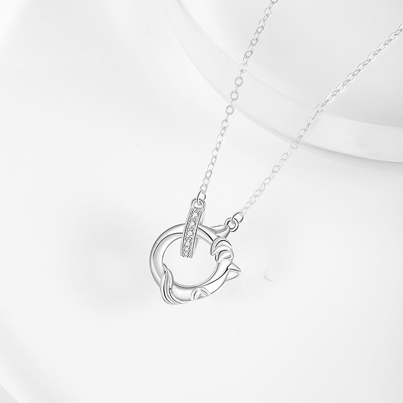 Immediately Rich Sterling Silver 925 Necklace Women's Light Luxury Animal Year Mobius Ring Clavicle Chain Ins Zodiac Horse Pendant