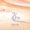 Swan Sterling Silver 925 Necklace for Women, Niche Design, Light Luxury Zircon Clavicle Chain, INS Style White Fritillary Pendant