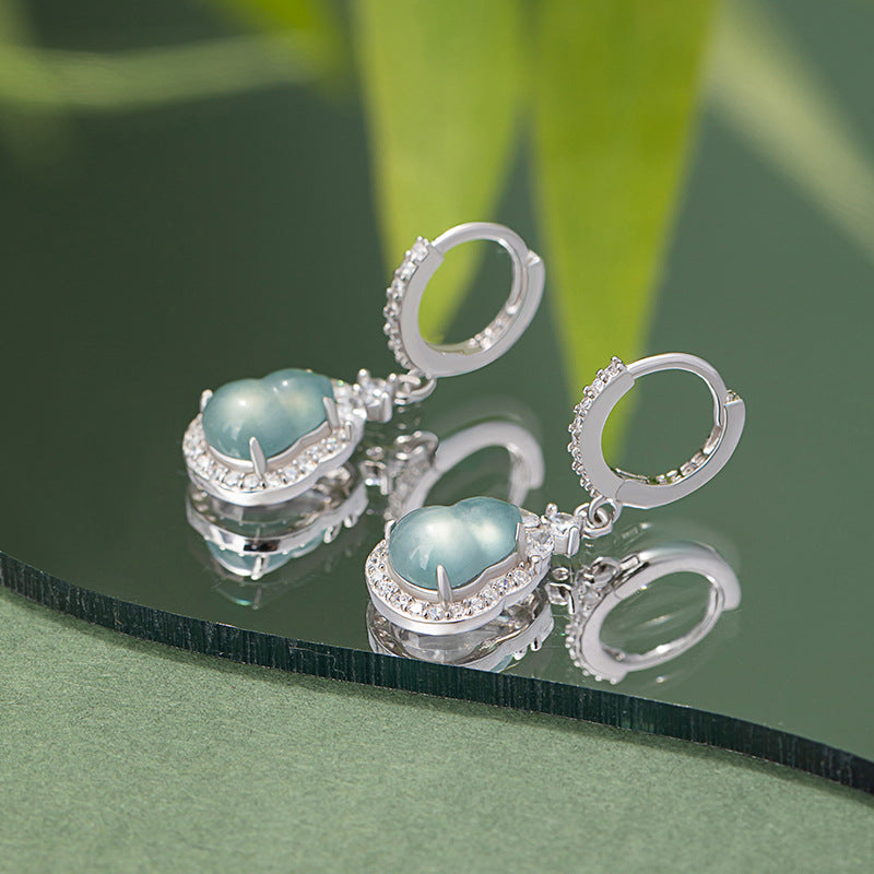Sterling Silver Gourd Earrings – Jade