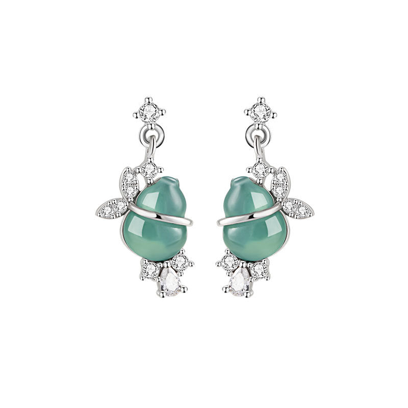 Sterling Silver Gourd Stud Earrings – Jade