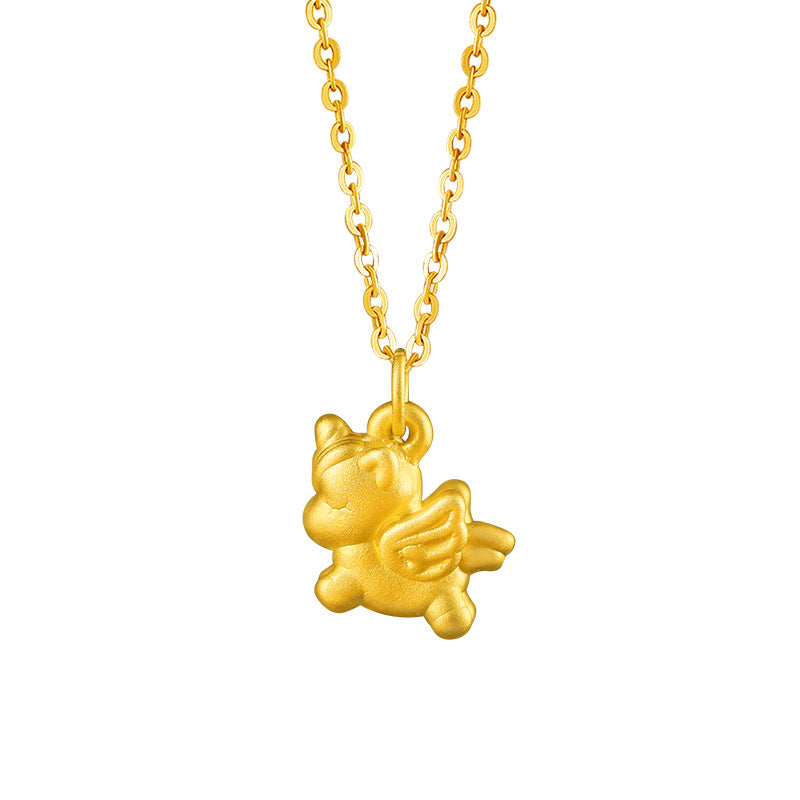 Immediately Rich Pure Silver 999 Necklace Female New Chinese National Fashion Animal Year Unicorn Clavicle Chain Zodiac Horse Pendant