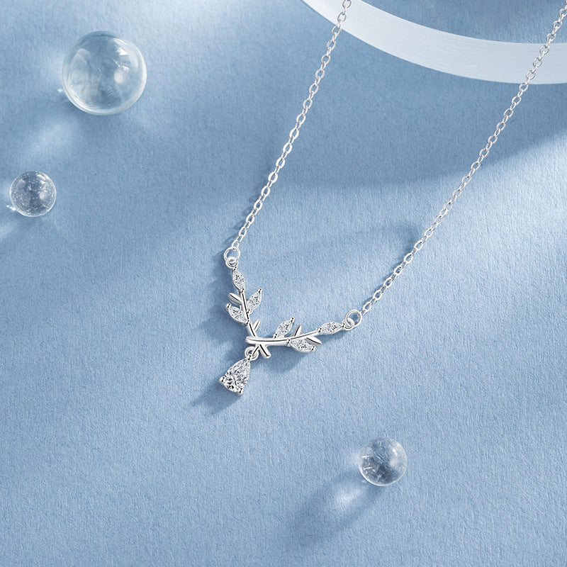 Wheat Ear Foot Silver 999 Necklace Women's Fashion All-Match Ear Safety Clavicle Chain Ins Style Laurel Goddess Pendant