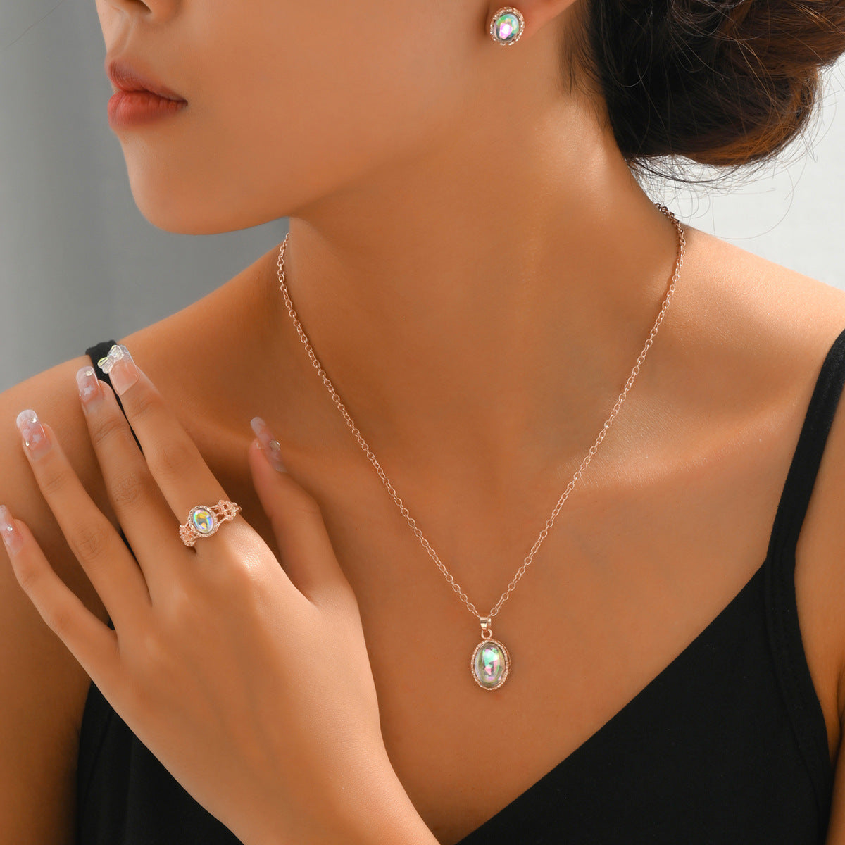 Oval Clear-Accent Pendant Jewelry
