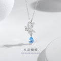 Butterfly Sterling Silver 925 Necklace Female Niche Design Light Luxury Water Drop Clavicle Chain Get Things Ins Style Zircon Pendant