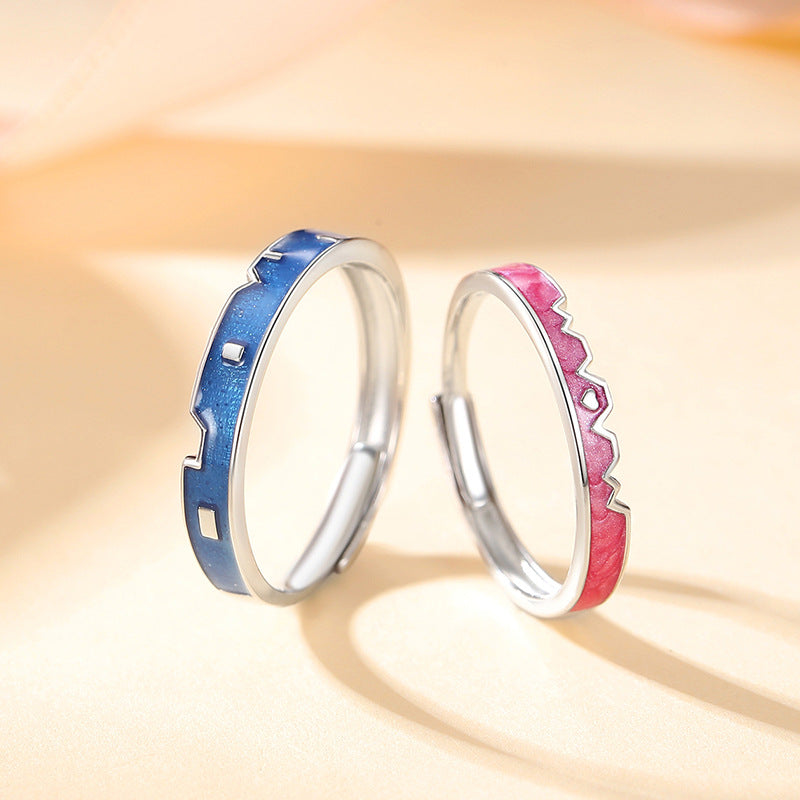 Allure Love Long-Distance Love Designer City Wall Star Moon S925 Sterling Silver Couple Ring Men and Women Lover Gift