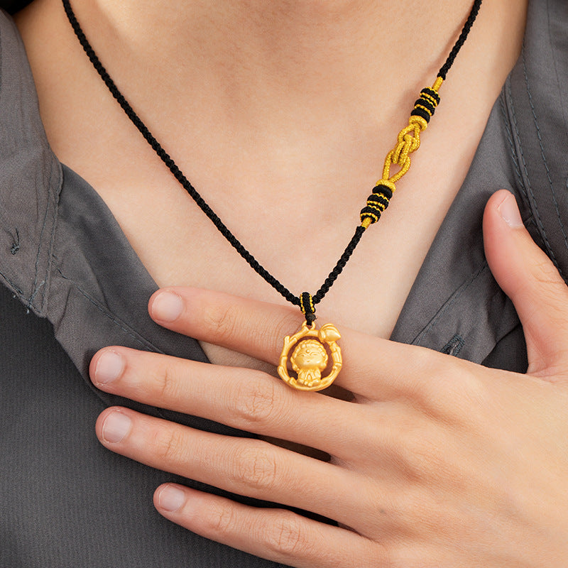 Maitreya Buddha Pure Silver 999 Necklace New Chinese National Fashion Happy Buddha Necklace Rope Ins Light Luxury Lotus Bamboo Pendant