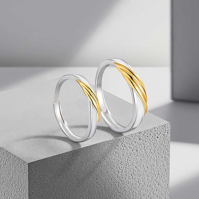 Mobius Sterling Silver 925 Luminous Couple Ring Fashion All-Match Love Ring Valentine's Day Couple Ring
