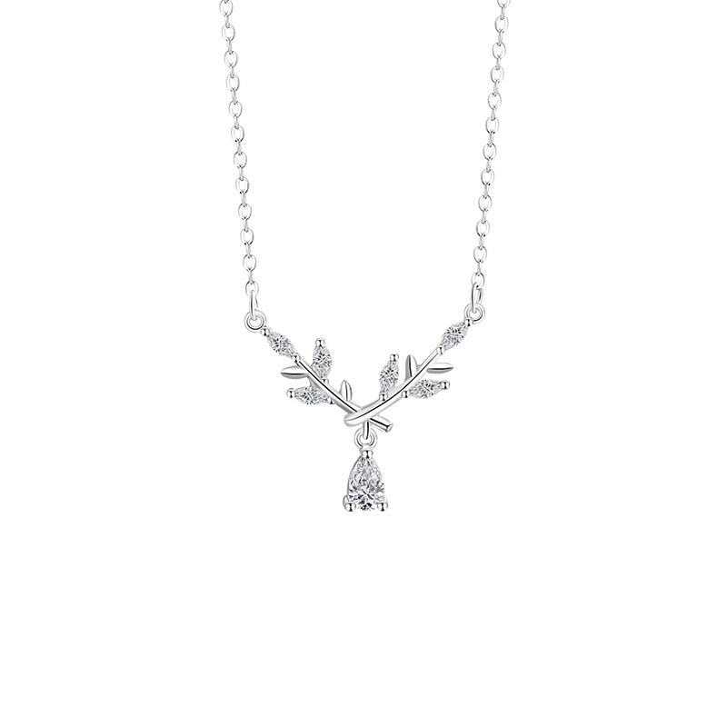 Wheat Ear Foot Silver 999 Necklace Women's Fashion All-Match Ear Safety Clavicle Chain Ins Style Laurel Goddess Pendant
