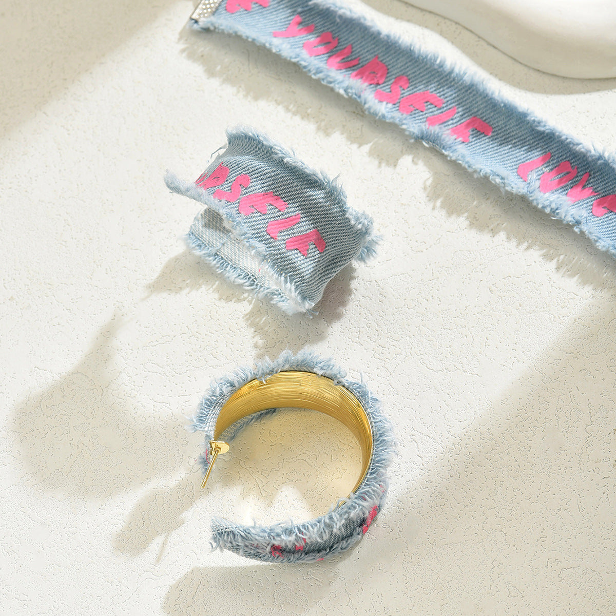 Denim-Effect Letter Jewelry — product image 3