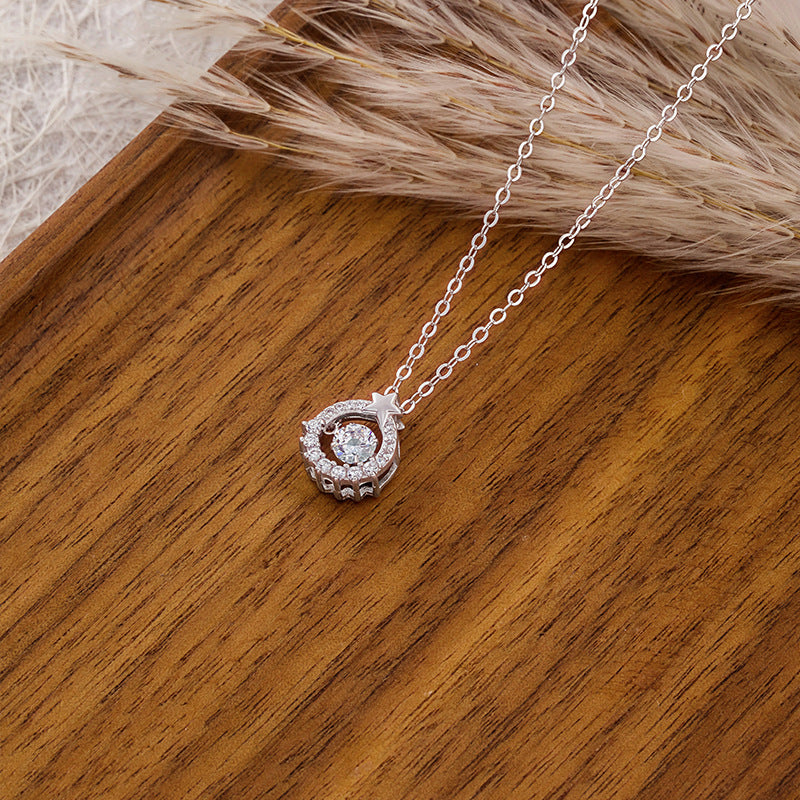 Heart Ring Niche Design Sense S925 Sterling Silver Necklace Female Beating Heart Light Luxury Clavicle Chain for Girlfriend Jewelry