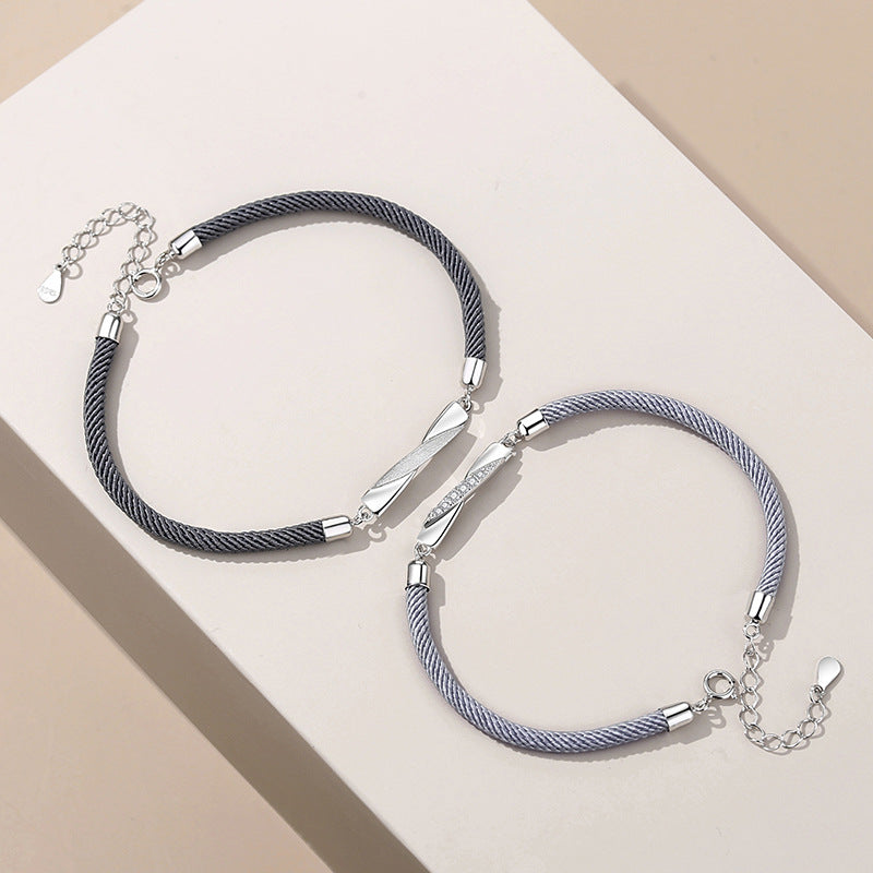 Mobius Sterling Silver Couple Bracelet a Pair of Commemorative Niche Design Sense Bracelet Love Ins Festival Gift Bracelet