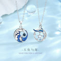 Fishtail Sterling Silver 925 Couple Necklace Men and Women Fashion All-Match Glass Stone Clavicle Chain Get Things Ins Star Pendant