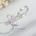 Little Prince and Rose Sterling Silver 925 Couple Ring Men and Women Fashion All-Match Love Ring Star Ring
