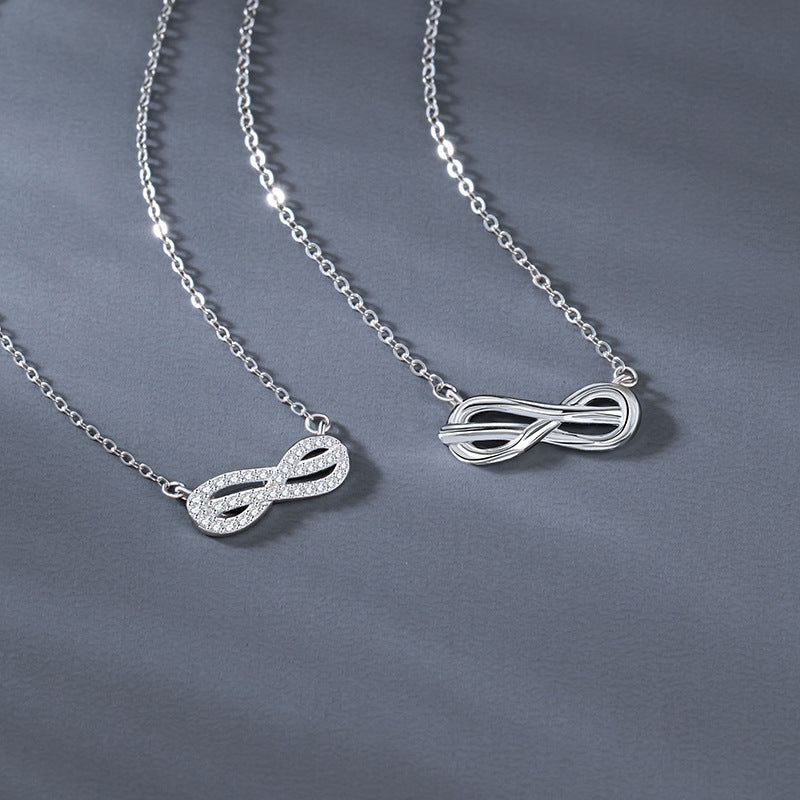 Mobius Ring Sterling Silver 925 Couple Necklace Light Luxury High-Grade Zircon Clavicle Chain Ins Infinite Symbol Pendant
