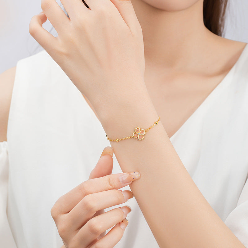 Armband aus 925er Sterlingsilber – Kleeblatt und Opal