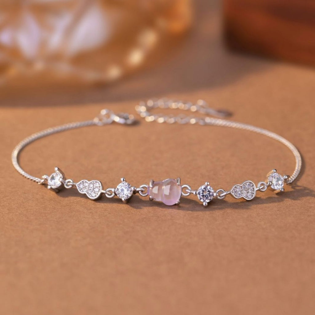 Gourd Sterling Silver 925 Bracelet Women's Light Luxury High-Grade Natural Amethyst Bracelet Ins Style Nine Purple off-Fire Bracelet