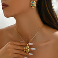 Green-Accent Ornate Pendant Jewelry
