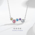 Rainbow Sterling Silver 925 Necklace Female Niche Design Light Luxury Dopamine Zircon Clavicle Chain Get Things Ins Style Pendant