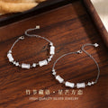 S925 Sterling Silver Bamboo White Agate Bracelet Female New Chinese Style High-Rise Light Luxury Niche Birthday Gift for Girlfriend Female