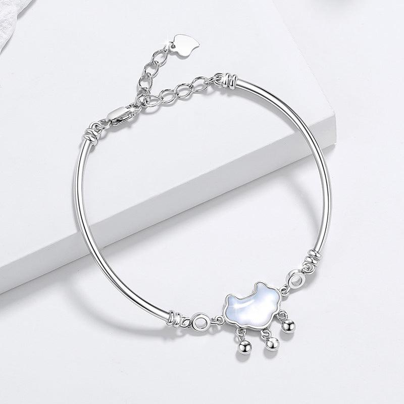 Life Lock Love Sterling Silver 925 Bracelet Female Niche Design Light Luxury Bell Bracelet Ins Style Auspicious Cloud Bracelet