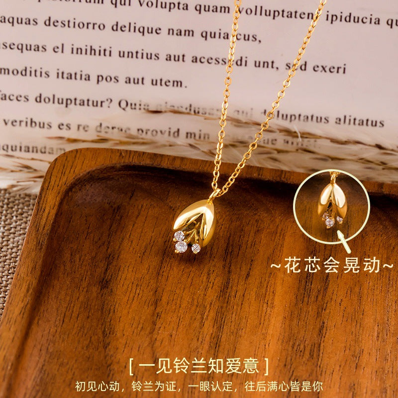 Light Luxury Orchid S925 Sterling Silver Necklace Female Niche Diamond-Embedded High-Grade Clavicle Chain Romantic Confession Girlfriend Gift