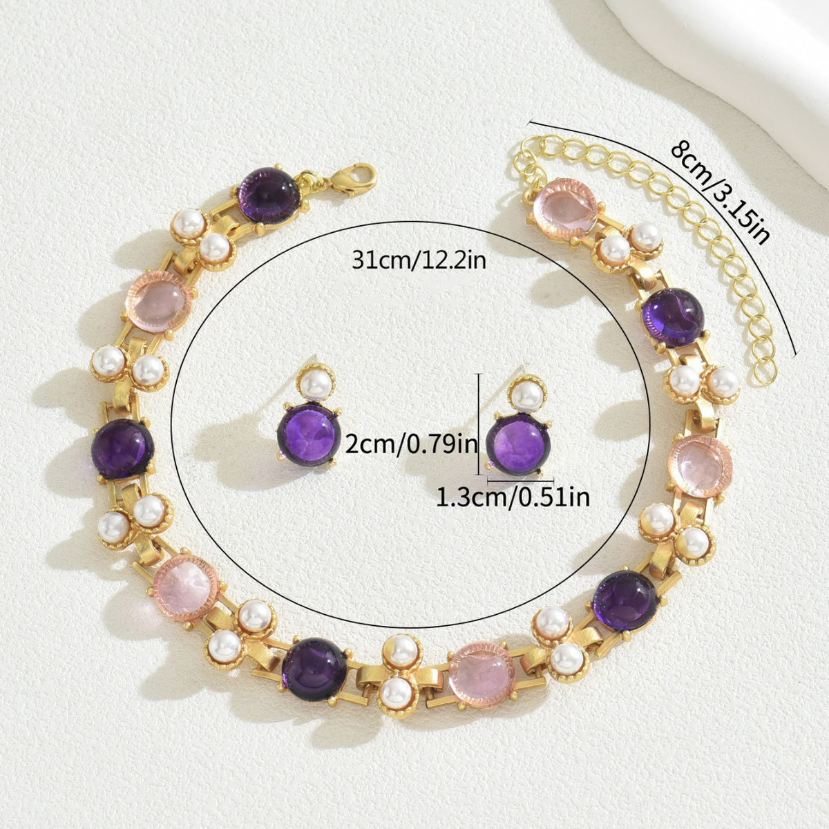 Purple and Pearl-Effect Jewelry — product image 4