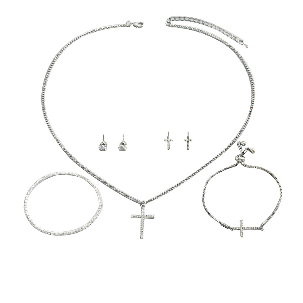 Slender Silver-Tone Cross Jewelry — product image 5