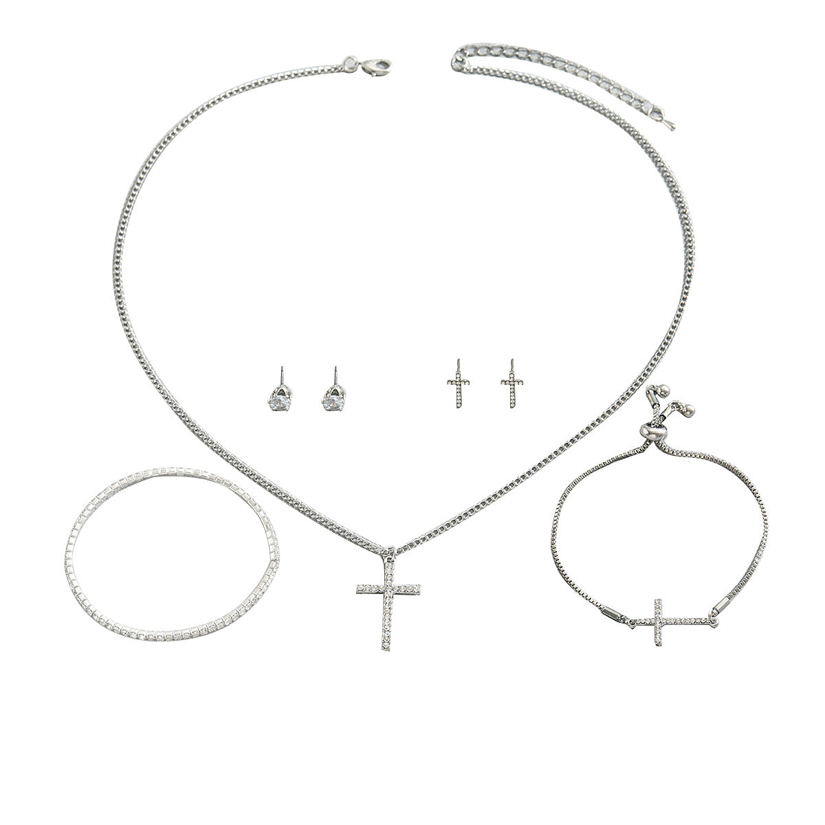 Slender Silver-Tone Cross Jewelry — product image 5