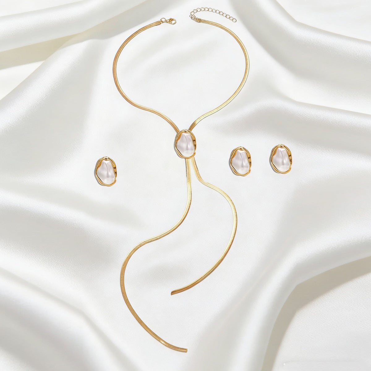Pearl-Effect Flowing Lariat Jewelry — product image 4